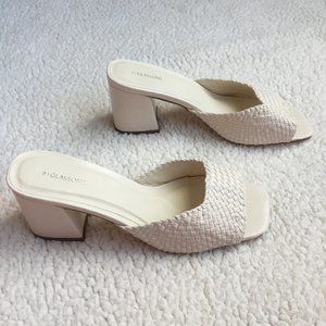 Glassons Woven Rattan Square Toe Mule Block Heels